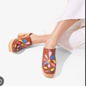 Charlotte Stone Brown Floral Mules